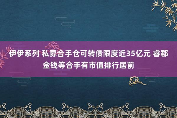 伊伊系列 私募合手仓可转债限度近35亿元 睿郡金钱等合手有市值排行居前