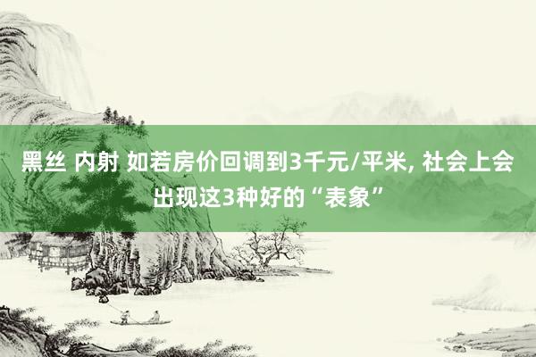 黑丝 内射 如若房价回调到3千元/平米， 社会上会出现这3种好的“表象”