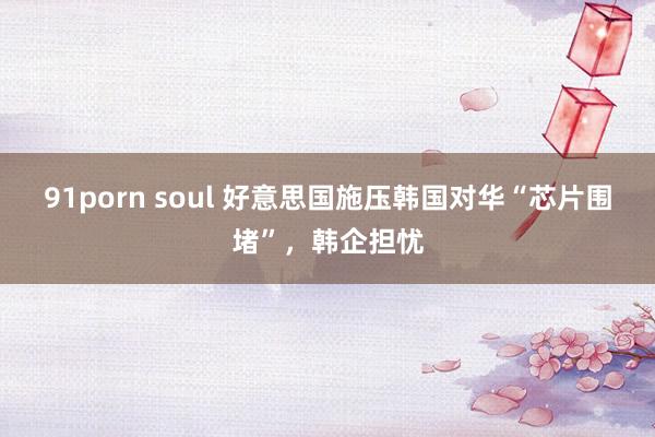 91porn soul 好意思国施压韩国对华“芯片围堵”，韩企担忧