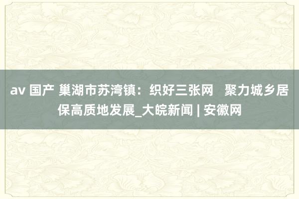 av 国产 巢湖市苏湾镇：织好三张网   聚力城乡居保高质地发展_大皖新闻 | 安徽网