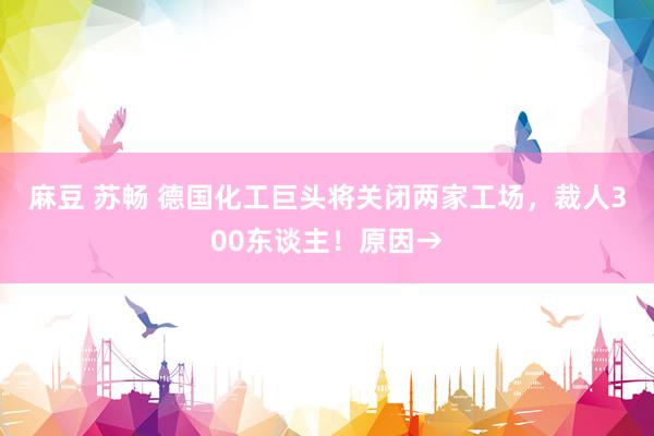 麻豆 苏畅 德国化工巨头将关闭两家工场，裁人300东谈主！原因→