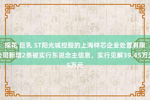 探花 巨乳 ST阳光城控股的上海梓芯企业处置有限公司新增2条被实行东说念主信息，实行见解39.45万元