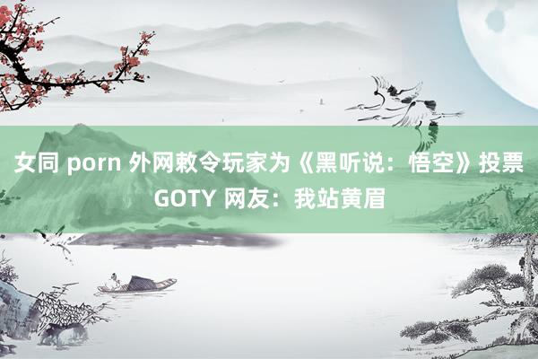 女同 porn 外网敕令玩家为《黑听说：悟空》投票GOTY 网友：我站黄眉