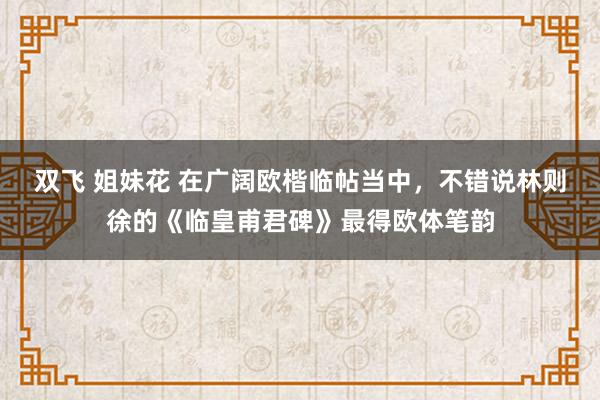 双飞 姐妹花 在广阔欧楷临帖当中，不错说林则徐的《临皇甫君碑》最得欧体笔韵