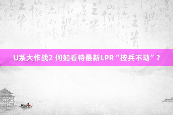 U系大作战2 何如看待最新LPR“按兵不动”？