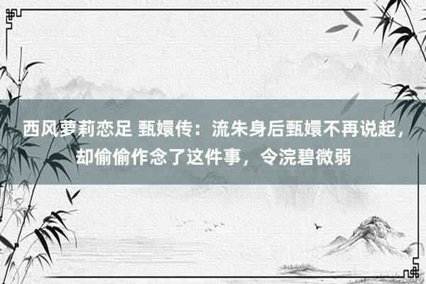 西风萝莉恋足 甄嬛传：流朱身后甄嬛不再说起，却偷偷作念了这件事，令浣碧微弱