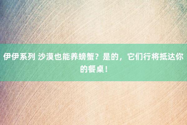 伊伊系列 沙漠也能养螃蟹？是的，它们行将抵达你的餐桌！