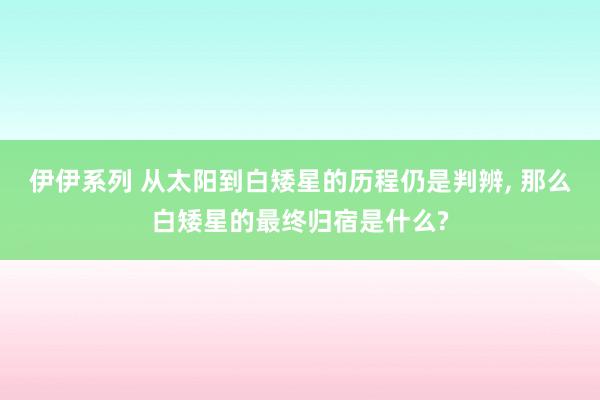 伊伊系列 从太阳到白矮星的历程仍是判辨， 那么白矮星的最终归宿是什么?