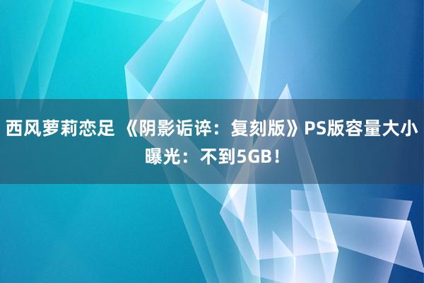 西风萝莉恋足 《阴影诟谇：复刻版》PS版容量大小曝光：不到5GB！