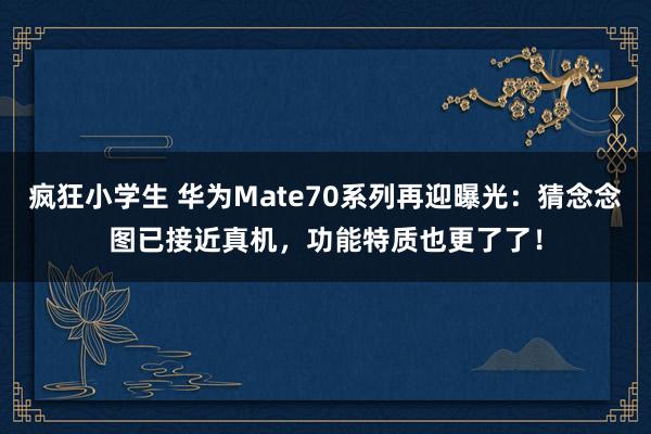 疯狂小学生 华为Mate70系列再迎曝光：猜念念图已接近真机，功能特质也更了了！