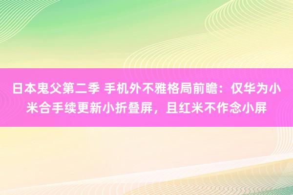 日本鬼父第二季 手机外不雅格局前瞻：仅华为小米合手续更新小折叠屏，且红米不作念小屏