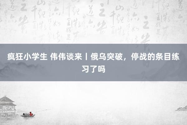 疯狂小学生 伟伟谈来丨俄乌突破，停战的条目练习了吗