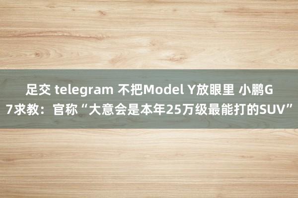 足交 telegram 不把Model Y放眼里 小鹏G7求教：官称“大意会是本年25万级最能打的SUV”