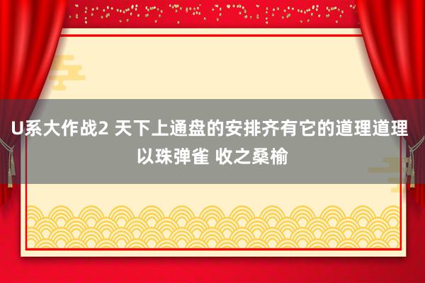 U系大作战2 天下上通盘的安排齐有它的道理道理 以珠弹雀 收之桑榆